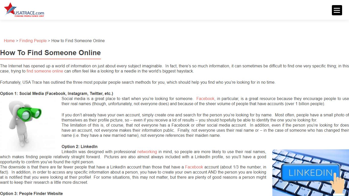 How to Find Someone Online Free | USATrace.com